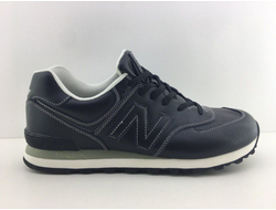 New Balance 574 Черные с белым (кожа)