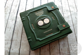 кожаный альбом для монет, коллекционный альбом из натуральной кожи с тиснением рисунков и надписей