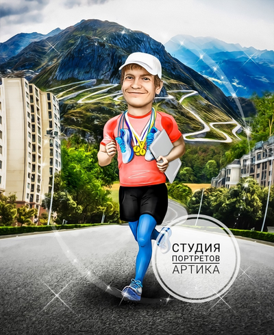 Портрет в Стиле Шарж 1 Человек