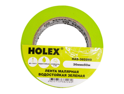 Малярная жаростойкая лента HOLEX до 100С, зеленая, водостойкая, 36 мм, 50 м