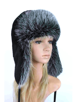 Ушанка "Эскимо" цвет черный + чернобурка