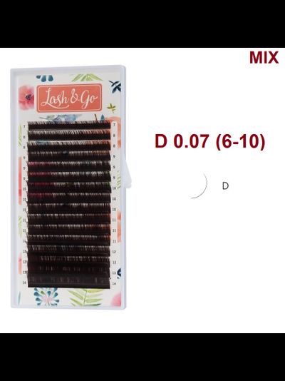 Ресницы коричневые Lash&amp;Go «ЭСПРЕССО» - MIX (16 линий) D 0.07 (6-10)