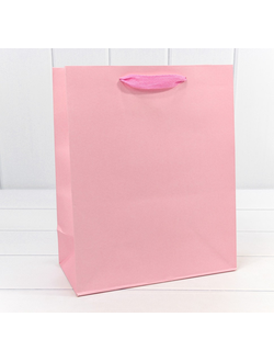 Крафт пакет плотный с веревочной ручкой (розовый), 260*130*320мм
