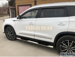 Пороги труба с проступью ПапаТюнинг d76 для Chery Tiggo 7 Pro Max 2022-