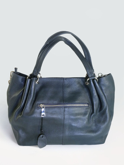 (АРТИКУЛ: 10131/1) СУМКА ЖЕНСКАЯ БОЛЬШАЯ, НАТУРАЛЬНАЯ КОЖА, СВЕТЛО-СИНЯЯ, С ЦЕПОЧКОЙ