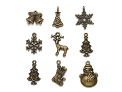 ПОДВЕСКА В ТИБЕТСКОМ СТИЛЕ "САПОЖОК С ПОДАРКАМИ" - 21*15мм - АНТИЧНАЯ БРОНЗА