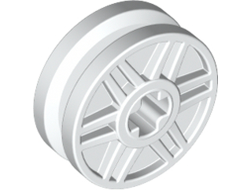 Wheel 18mm D. x  8mm with Fake Bolts and Shallow Spokes and Axle Hole, White (56903 / 6013484)