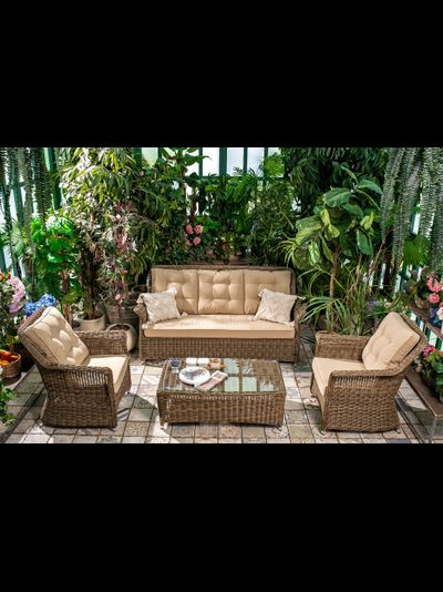 Плетёный комплект для отдыха с кофейным столом Opal