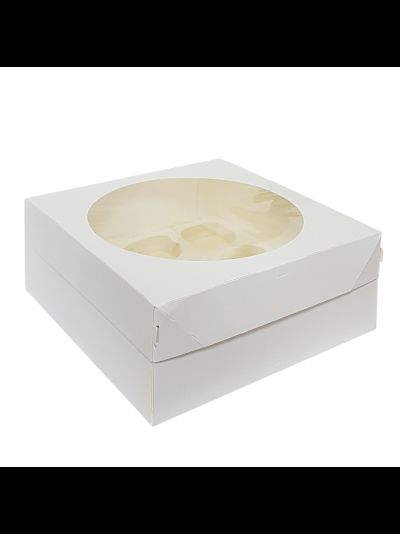 Коробка на 9 капкейков с/о ПРО (белая), 250*250*100мм