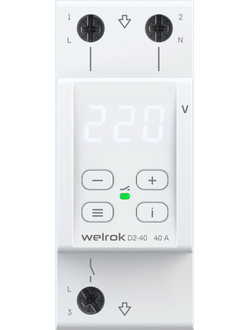 D2-40 Реле напряжения Welrok D2-40 защищает оборудование от скачков и провалов напряжения, обрыва нулевого провода.