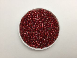 Бисер Китайский №6-25в красный с посеребренным отверстием, 50 грамм