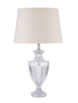 Настольная лампа хрустальная с белым абажуром.