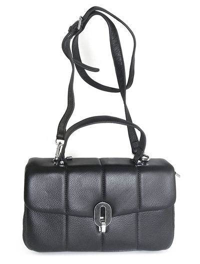 (АРТИКУЛ: 9864/1/5) СУМКА ЖЕНСКАЯ, НЕБОЛЬШАЯ, НАТУРАЛЬНАЯ КОЖА, ЧЕРНАЯ, С ПЛЕЧЕВЫМ РЕМНЕМ