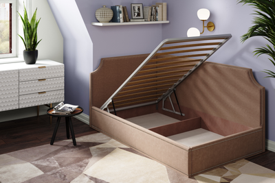 Угловая кровать, тахта, софа, подростковая MyCloud Брайтон, с подъемным механизмом, бельевым ящиком, боковой спинкой, без ножек, с молдингом