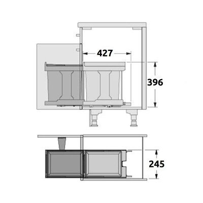 Встраиваемое мусорное ведро 20л Solo Hailo 3636001 выдвигается синхронно