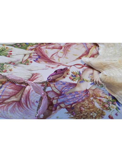 Короткое (под шейку) колье в стиле шебби-шик "Рассветная Жемчужина" с подвеской из холодного фарфора