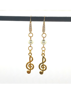 Серьги "Музыка" с хлопковым жемчугом