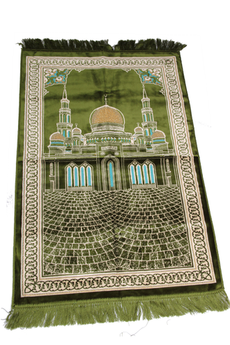 Молитвенный коврик намазлык с рисунком московской соборной мечети (зеленый)