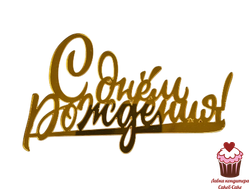 Акриловое украшение С днем рождения с чертой 9см, золото