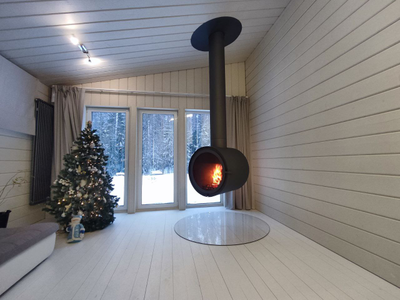 Парящий двусторонний камин RING с вращающейся топкой