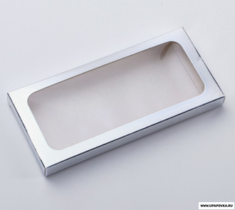 Коробка под плитку шоколада с окном Серебро 17 х 8 х 1,4 см