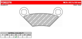 Тормозные колодки передние/задние FERODO FDB2276SG (FA475) для квадроциклов Polaris Sportsman 400/500/550/800/850/1000, Scrambler 850/1000, Forest 850/1000 (2203628, 2204088)