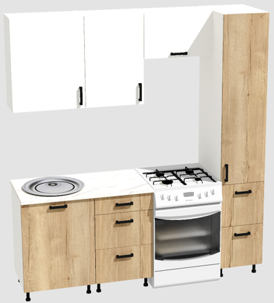 Кухня Эконом 1,5 метра с колонкой (1100х400) Цвет: Белый/Дуб Вотан