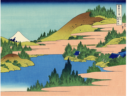 Картина обогреватель, репродукция японской живописи Озеро в Хаконе в провинции Сосю