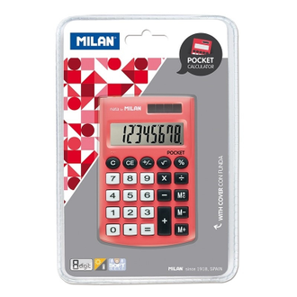 Калькулятор Milan 8-разряд, в чехле, двойное питание, розовый 150908RBL