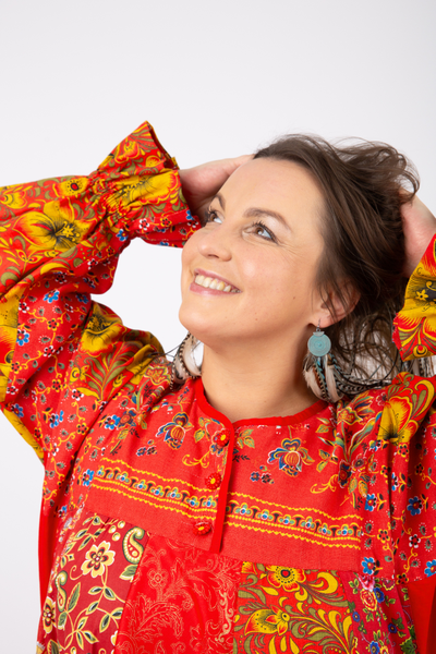 Лоскутное платье в русском стиле "Вечерний Звон"