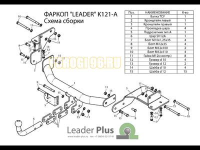 Фаркоп Лидер-Плюс на дизель для Hyundai Santa Fe/Kia Sorento Prime 2015-2017