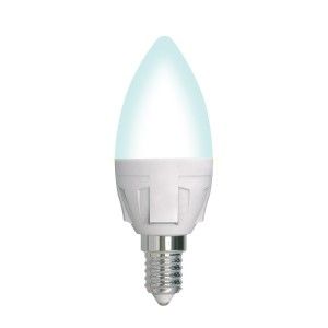 Лампа светодиодная Uniel ЯРКАЯ свеча C37 диммир E14 7W(600lm 240°) 4000K матовая 37x109 LED-C37 7W/4000K/E14/FR/DIM