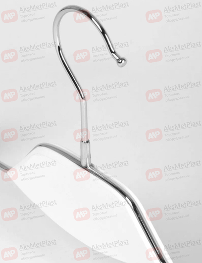 AM030W (SHL030W) Вешалка металлическая с зажимами для брюк и юбок с деревянной вставкой цвет: белый