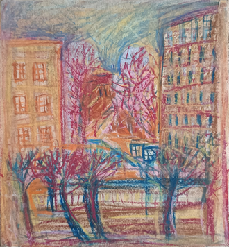 "Городской пейзаж" бумага пастель Кошельков Н.А. 1970-е годы