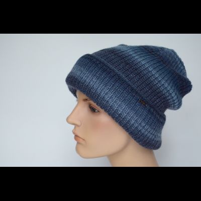 Итальянская вязаная шапка с отворотом Vizio 110 CRY синяя
