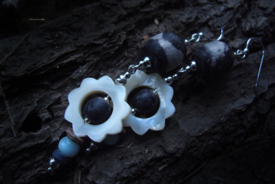 Благотворительность. Бохо-серьги с перламутром "Предзимний лес" (2 вида)