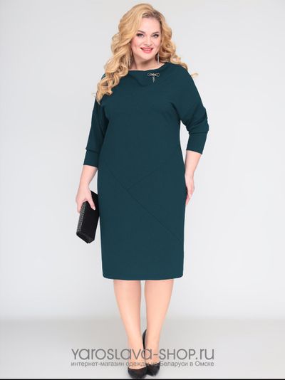 Модель: А-3844. Платье  повседневное прямого силуэта цвета морской волны .