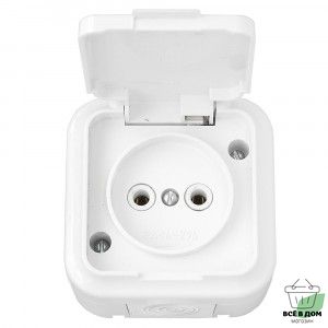 Bylectrica ПРАЛЕСКА АКВА роз. ОУ 1 мест. 16А бел. (пластик, крышка, IP54) РА16-296