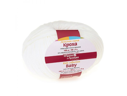 Пряжа Кроха Троицкая Состав: 20% мериносовая шерсть, 80% акрил, Вес и длина нити в мотке: 50 г, 135 м. цвет белый  0235
