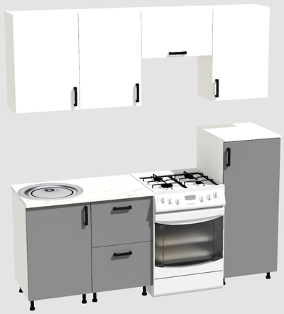 Кухня Эконом 1,5 метра с полуколонкой (1000х500) Цвет: Белый/Базальт