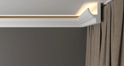 Потолочный плинтус для подсветки DECOR-DIZAYN DD508, из дюрополимера, под покраску, ударопрочный, 2 метра.