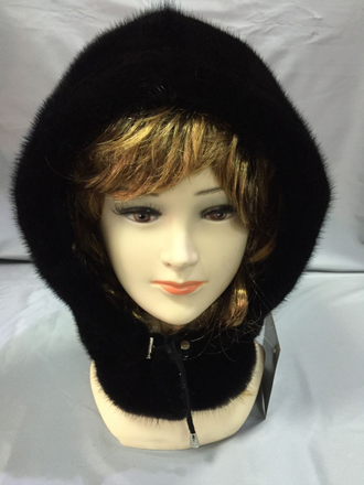 Шапка женская норковая Капор Лилия  натуральный мех зимняя, черный Арт. ц-166