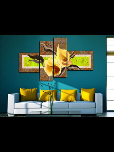 Модульная картина "Цветы на зеленом"