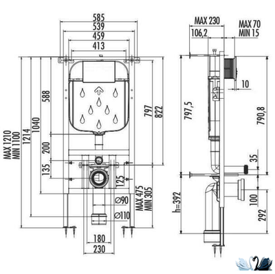Унитаз CREAVIT Patera TP328.001Z0 c инсталляцией - комплект с сиденьем микролифт, клавишей UFO (TР328.001Z00 + GR5003.01 + GP1001.02 + KC1503.01.0000E)