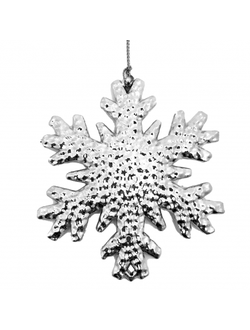 Украшение елочное Снежинка фактурная в серебре 9,5x10,5x0,05см, 77950