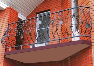 Кованое балконное ограждение с виноградной лозой -Арт 02