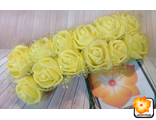 Роза из фоамирана+органза на проволоке,диаметр  20-25 мм. Цена за 12 шт. Цвет жёлтый