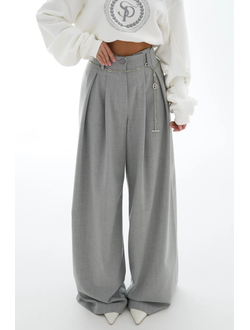 Брюки с белыми линиями по ткани (серый)