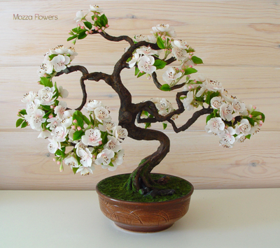"Цветущий бонсай" ручной работы из полимерной глины.