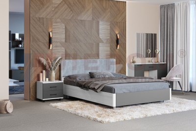 Композиция спальни ГРЕЙС корпус Снежный Ясень/фасад Антрацит Матовый